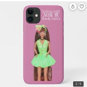 Women Girls pink and neon green vintage 90s Barbie style phone case